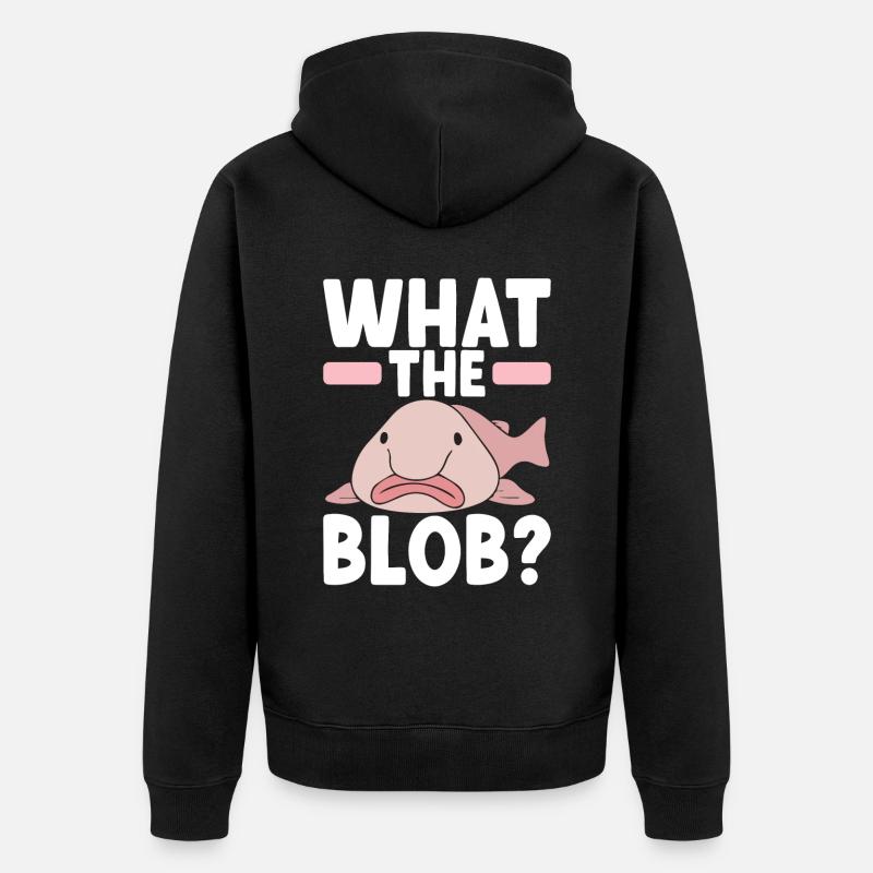 Poisson blob mignon poisson laid - Veste à capuche bio Premium Unisexe - noir