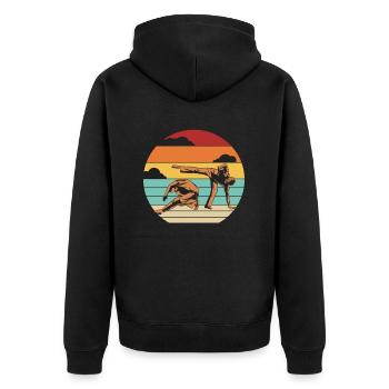 Retro Capoeirista Ginga Dance Professional - Unisex Premium Organic Zip Hoodie - black - Back - Nico (187cm)