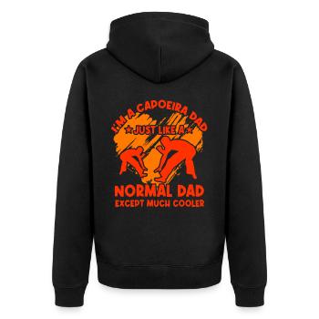 Ich bin ein Capoeira-Vater, genau wie ein normaler Vater - Unisex Premium Bio Zip Hoodie - Schwarz - Hinten - Nico (187cm)