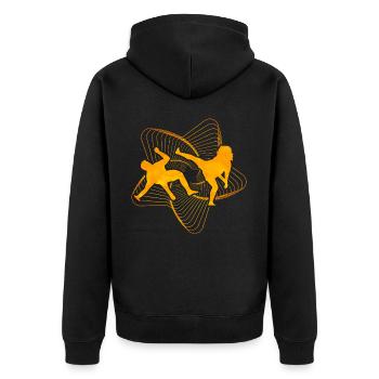 Capoeira - Unisex Premium Organic Zip Hoodie - black - Back - Nico (187cm)
