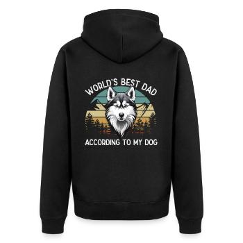Welt Bester Hundepapa Siberian Husky Lustige - Unisex Premium Bio Zip Hoodie - Schwarz - Hinten - Nico (187cm)
