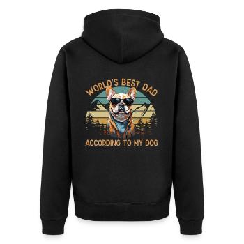 Welt Bester Hundepapa Französische Bulldogge Liebe - Unisex Premium Bio Zip Hoodie - Schwarz - Hinten - Nico (187cm)
