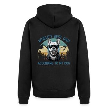 Welt Bester Hundepapa Französische Bulldogge - Unisex Premium Bio Zip Hoodie - Schwarz - Hinten - Nico (187cm)