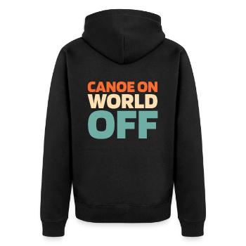 Kanu Kanute Canoe On World Off - Unisex Premium Bio Zip Hoodie - Schwarz - Hinten - Nico (187cm)