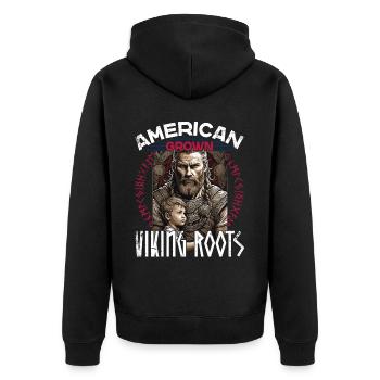 De fières racines nordiques vikings américaines - Veste à capuche bio Premium Unisexe - noir - Dos - Nico (187cm)