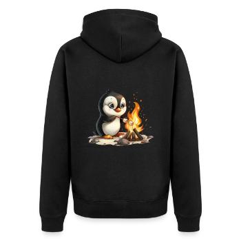 Penguin Marshmallow Campfire Kawaii Penguin Nied - Unisex Premium Organic Zip Hoodie - black - Back - Nico (187cm)