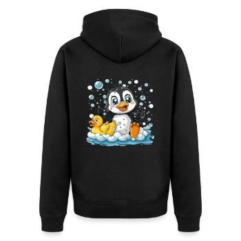 Penguin Bubble Bath Kawaii Penguin Cute - Unisex Premium Organic Zip Hoodie - black - Back - Nico (187cm)
