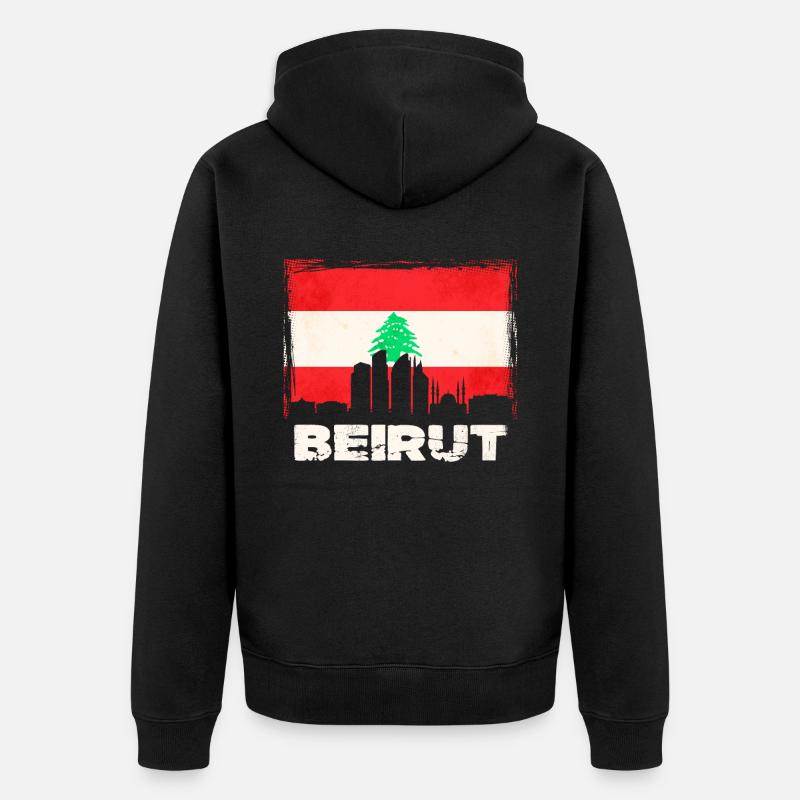 Beyrouth Liban Drapeau - Veste à capuche bio Premium Unisexe - noir