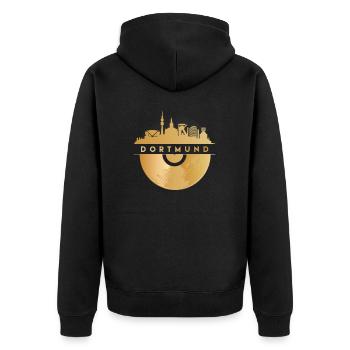 Vinyl-Schallplatte Disco-Musik Skyline-Dortmund - Unisex Premium Bio Zip Hoodie - Schwarz - Hinten - Nico (187cm)