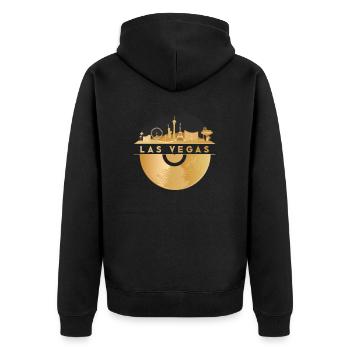 Vinyl Record Disco Music Skyline-LAS VEGAS - Unisex Premium Organic Zip Hoodie - black - Back - Nico (187cm)
