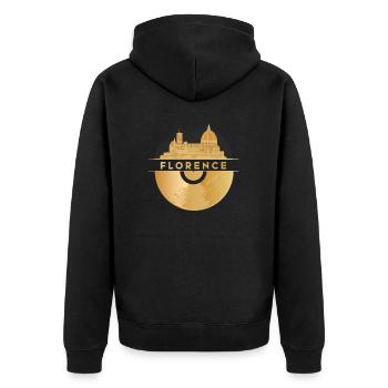 Vinyl-Schallplatte Disco-Musik Skyline-Florence - Unisex Premium Bio Zip Hoodie - Schwarz - Hinten - Nico (187cm)