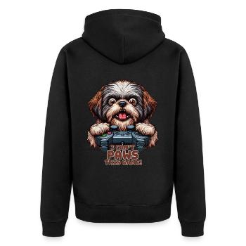 Dog gamers, Dog game freak shih tzu - Unisex Premium Organic Zip Hoodie - black - Back - Nico (187cm)