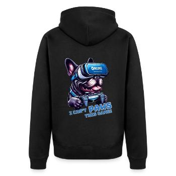 Chien bouledogue français en ligne VR gaming - Veste à capuche bio Premium Unisexe - noir - Dos - Nico (187cm)