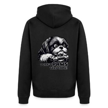 ShihTzu lover, computer game freak, gamers - Unisex Premium Organic Zip Hoodie - black - Back - Nico (187cm)