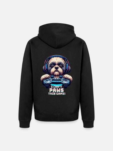 Game nerds, Shih Tzu doggy lovers - Unisex Premium Organic Zip Hoodie - black