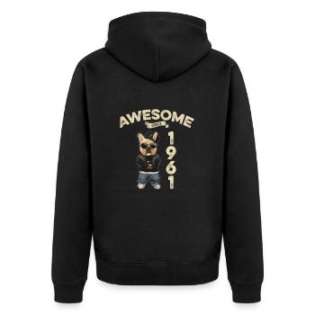 1961 Geburtstag Awesome since Cool Dog - Unisex Premium Bio Zip Hoodie - Schwarz - Hinten - Nico (187cm)