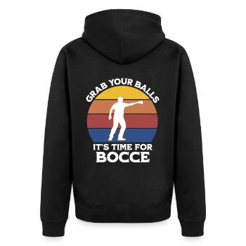 Drôle de dicton de boule de pétanque - Veste à capuche bio Premium Unisexe - noir - Dos - Nico (187cm)