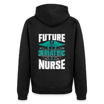 Future Geriatric Nurse Gerontological Nursing - Unisex Premium Organic Zip Hoodie - black - Back - Nico (187cm)