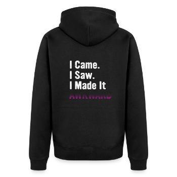 INTJ I Came I Saw I Made It Awkward - Unisex Premium Bio Zip Hoodie - Schwarz - Hinten - Nico (187cm)