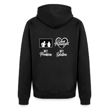 School Psych My Problem My Solution Pictogram Mom - Unisex Premium Bio Zip Hoodie - Schwarz - Hinten - Nico (187cm)