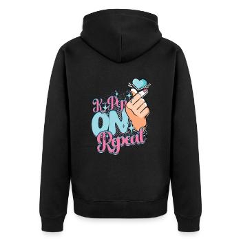 KPop Musique coréenne K-Pop en boucle - Veste à capuche bio Premium Unisexe - noir - Dos - Nico (187cm)