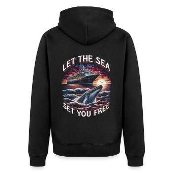 Cruise Cruisers Let The Sea Set You Free - Unisex Premium Organic Zip Hoodie - black - Back - Nico (187cm)