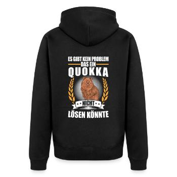 Quokka löst Probleme Beuteltier Quokka - Unisex Premium Bio Zip Hoodie - Schwarz - Hinten - Nico (187cm)