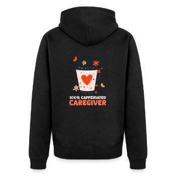 MDS Nurse 100% Caffeinated Caregiver - Unisex Premium Organic Zip Hoodie - black - Back - Nico (187cm)
