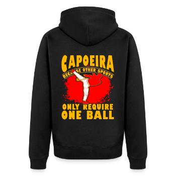 Capoeira because other sport only require one ball - Unisex Premium Organic Zip Hoodie - black - Back - Nico (187cm)