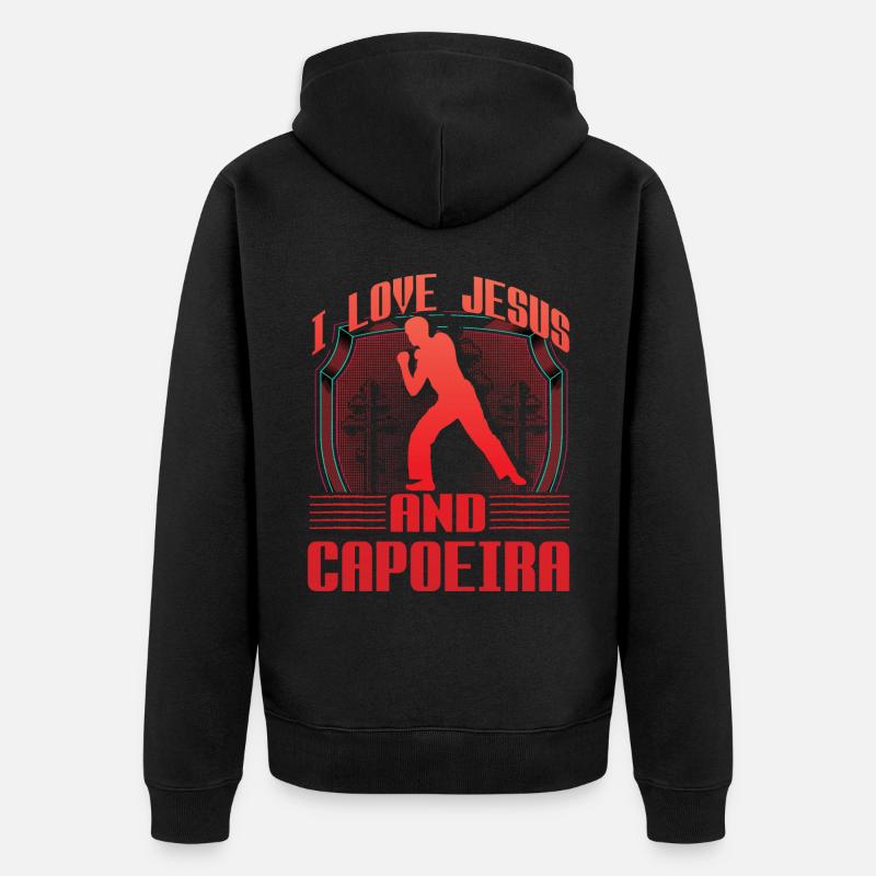 J’aime Jésus et la capoeira - Veste à capuche bio Premium Unisexe - noir
