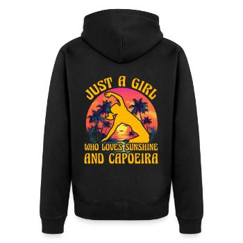 Juste une fille qui aime le soleil et la capoeira - Veste à capuche bio Premium Unisexe - noir - Dos - Nico (187cm)