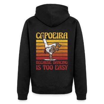 Capoeira, weil Tanzen zu einfach ist - Unisex Premium Bio Zip Hoodie - Schwarz - Hinten - Nico (187cm)