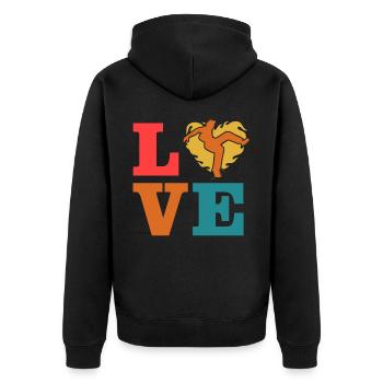 Capoeira Liebe - Unisex Premium Bio Zip Hoodie - Schwarz - Hinten - Nico (187cm)