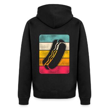 Hot Dog Adulte Rétro Vintage - Veste à capuche bio Premium Unisexe - noir - Dos - Nico (187cm)