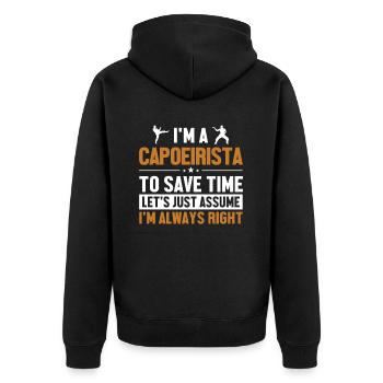 Capoeirista Nehmen wir an, ich habe Recht Ginga-Tanz - Unisex Premium Bio Zip Hoodie - Schwarz - Hinten - Nico (187cm)