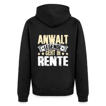 Lawyer legend retires - Unisex Premium Organic Zip Hoodie - black - Back - Nico (187cm)