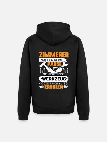 Zimmerer Machen Keine Pause - Unisex Premium Bio Zip Hoodie - Schwarz