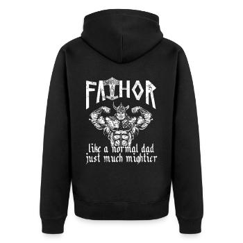 Viking Papa Vathor Père nordique puissant - Veste à capuche bio Premium Unisexe - noir - Dos - Nico (187cm)