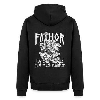Wikinger Papa Vathor Mächtiger Nordischer Vater - Unisex Premium Bio Zip Hoodie - Schwarz - Hinten - Nico (187cm)