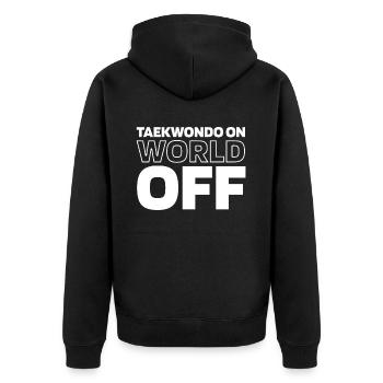 Taekwondo Taekwondo On World Off - Unisex Premium Bio Zip Hoodie - Schwarz - Hinten - Nico (187cm)