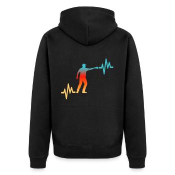 Ligne de pétanque en forme de cœur - Veste à capuche bio Premium Unisexe - noir - Dos - Nico (187cm)