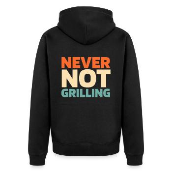 Bbq Grilling - Unisex Premium Organic Zip Hoodie - black - Back - Nico (187cm)