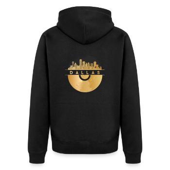 Vinyl-Schallplatte Disco-Musik Skyline-Dallas - Unisex Premium Bio Zip Hoodie - Schwarz - Hinten - Nico (187cm)