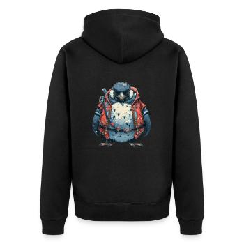 Penguin Yokai Japanese Kawaii Penguin Cute - Unisex Premium Organic Zip Hoodie - black - Back - Nico (187cm)