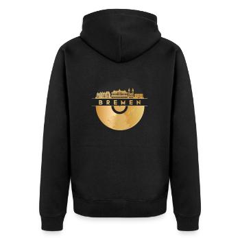 Vinyl-Schallplatte Disco-Musik Skyline-Bremen - Unisex Premium Bio Zip Hoodie - Schwarz - Hinten - Nico (187cm)