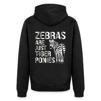 Funny Zebra Lovers Zebras Are Just Tiger Ponies - Unisex Premium Organic Zip Hoodie - black - Back - Nico (187cm)