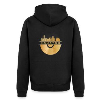 Vinyl Record Disco Music Skyline-Houston - Unisex Premium Organic Zip Hoodie - black - Back - Nico (187cm)