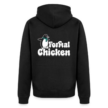 Funny Meme Penguin Lover Formal Chicken Illust - Unisex Premium Organic Zip Hoodie - black - Back - Nico (187cm)