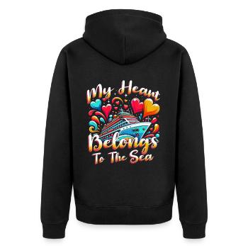 Cruise Cruiser My Heart Belongs To The Sea - Unisex Premium Organic Zip Hoodie - black - Back - Nico (187cm)