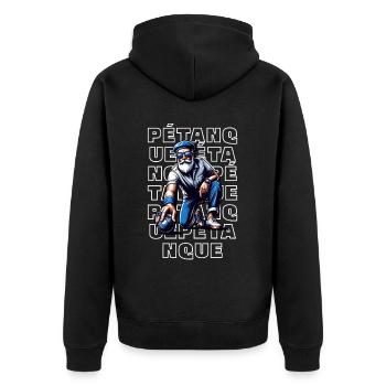Petanque - Unisex Premium Bio Zip Hoodie - Schwarz - Hinten - Nico (187cm)
